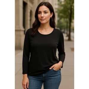 Chico's Shirt Women's Size 3 (XL/16) Black Minimalist Stretch Every Day Style